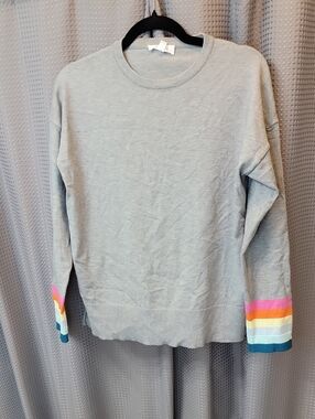 Anthropologie THML Rainbow Stripe Sleeve Sweater Size M